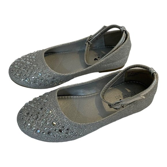 Tip Top Girls Dress Shoes Silver Glitter Rhinestone 12 - Picture 6 of 8
